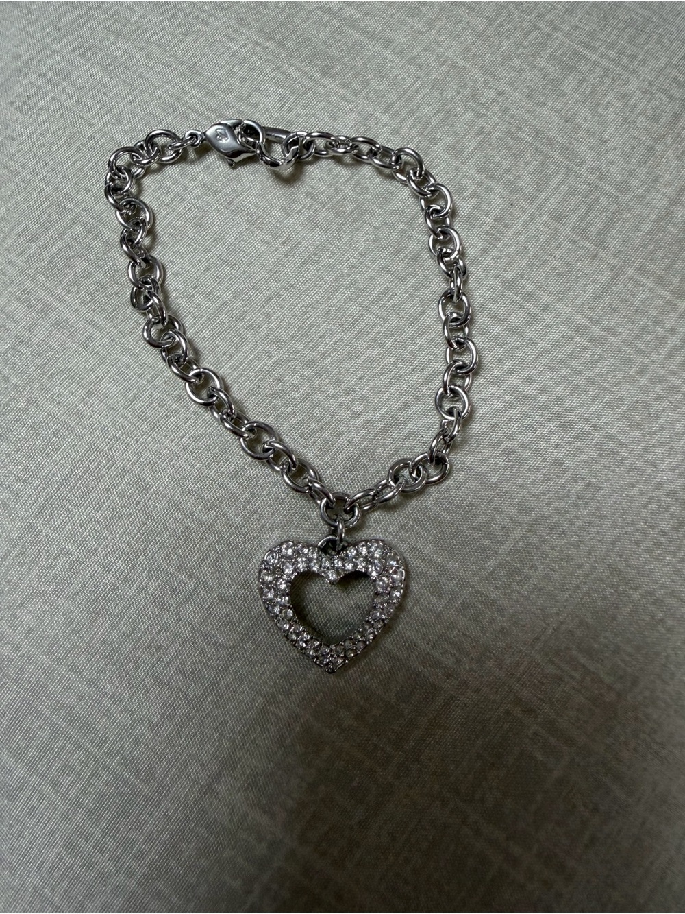 Swarovski Silver-Tone Heart Charm Bracelet with Crystal Pavé